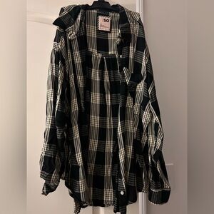 So button down shirt black and cream plaid